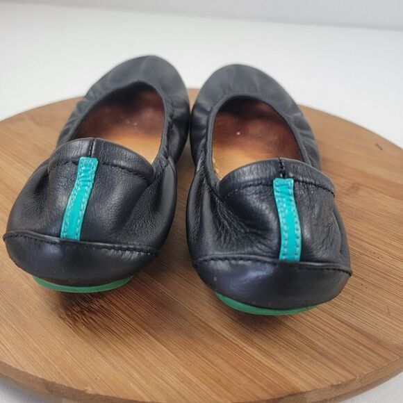 Tieks By Gavrieli Women's Ballet Flats Size 7 Leather Slip On Black And Green - Picture 6 of 14